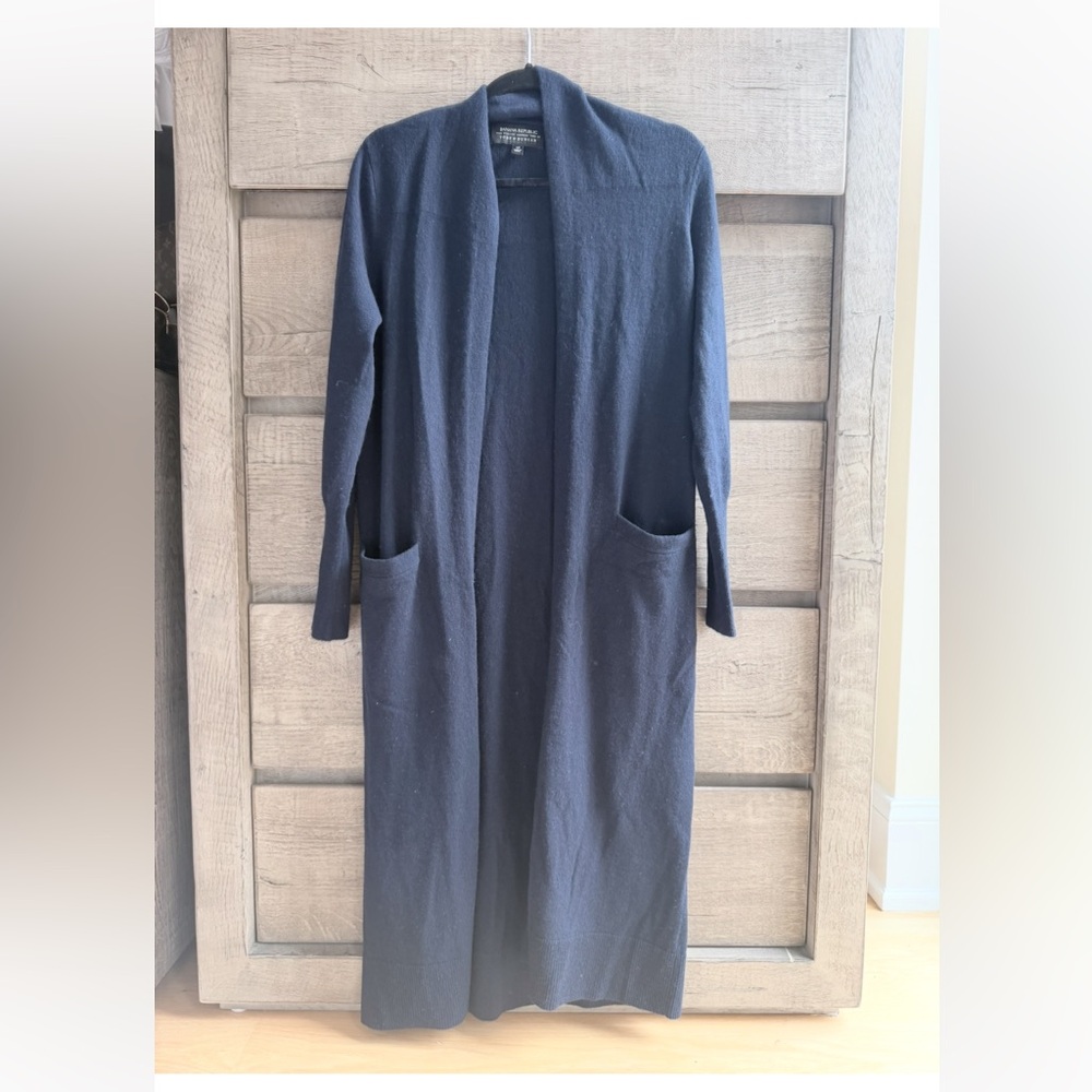 Banana Republic Todd & Duncan Cashmere Duster - RARE NAVY FLOOR LENGTH - sz S